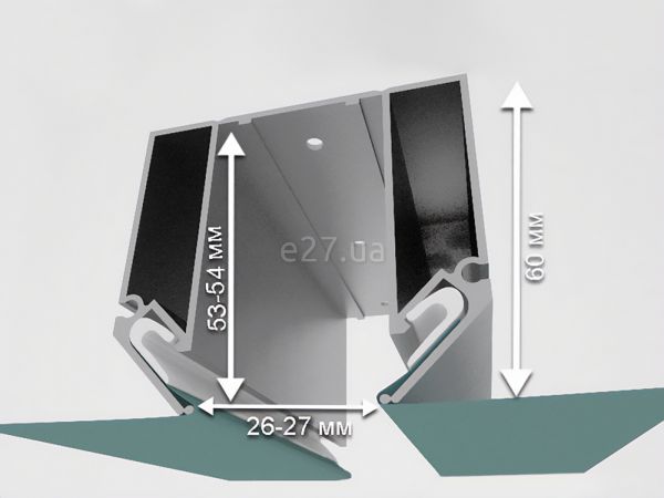 Елемент трекової системи Профиль-база МП9 2м для монтажа накладного магнитного шинопровода в натяжной потолок