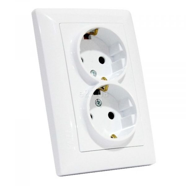 Розетка подвійна 220В Horoz Electric 112-005-0019-010 Tina