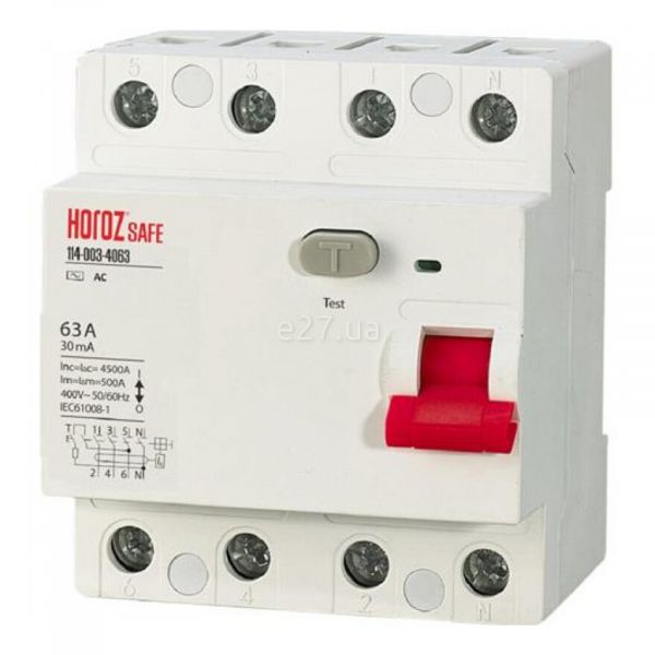 Вимикач диференціального струму, УЗО Horoz Electric 114-003-4063-010 Safe
