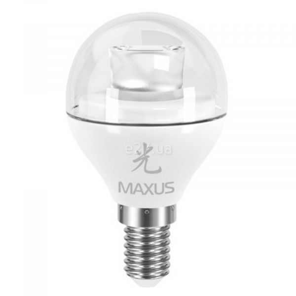 Лампа світлодіодна Maxus 1-LED-430 потужністю 4W з серії Sakura. Типорозмір — G45 з цоколем E14, температура кольору — 5000K