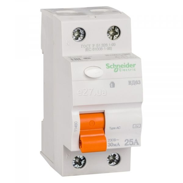Вимикач диференціального струму, УЗО Schneider Electric 11450 Домовой ВД63