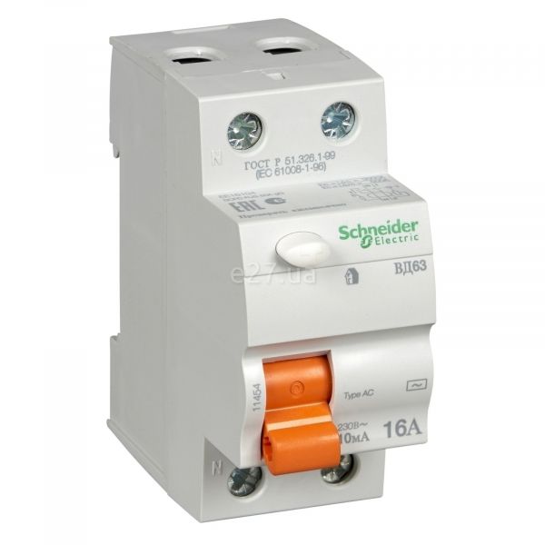 Вимикач диференціального струму, УЗО Schneider Electric 11454 Домовой ВД63
