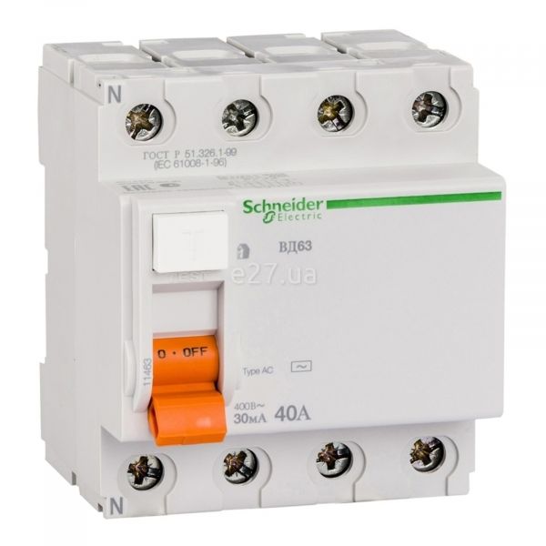 Выключатель дифференциального тока, УЗО Schneider Electric 11463 Домовой ВД63