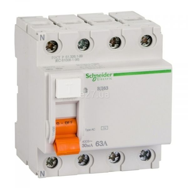 Вимикач диференціального струму, УЗО Schneider Electric 11466 Домовой ВД63