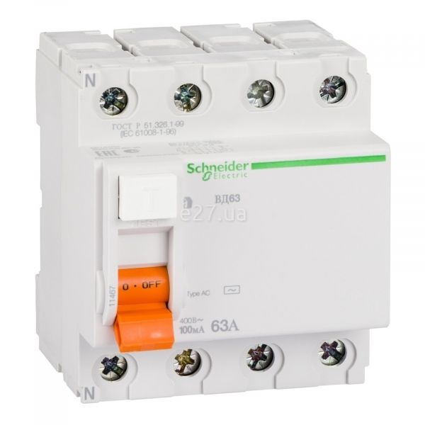 Вимикач диференціального струму, УЗО Schneider Electric 11467 Домовой ВД63