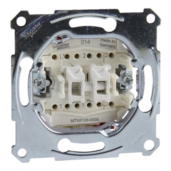 Перемикач прохідний 2-клавішний Schneider Electric MTN3126-0000 Merten QuickFlex
