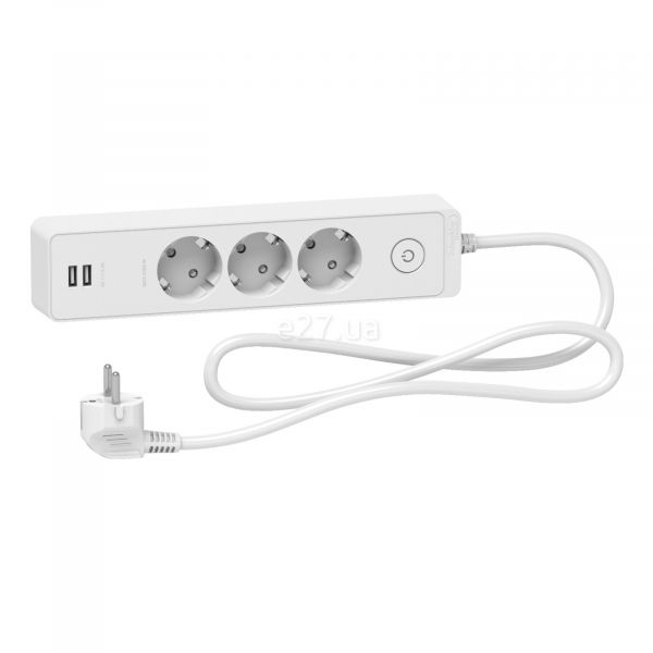Подовжувач Schneider Electric ST943U1W Unica Extend 3x220V 2xUSB 1,5m