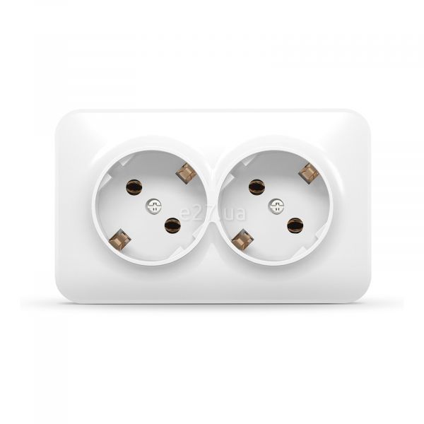 Розетка подвійна 220В Videx 25182 Binera IP20 VF-BNS22G-W