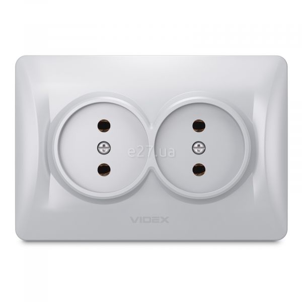 Розетка подвійна 220В Videx 24901 Binera VF-BNSK2-SS