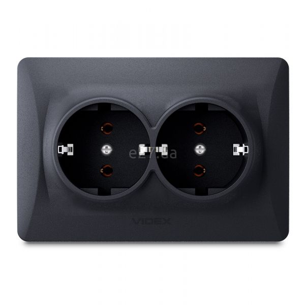 Розетка подвійна 220В Videx 24472 Binera VF-BNSK2G-BG