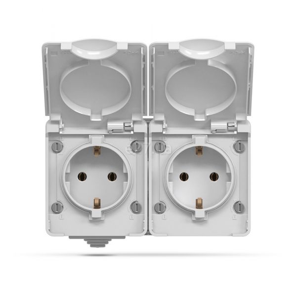 Розетка подвійна 220В Videx 25186 Binera IP65 VF-BNW22G-G