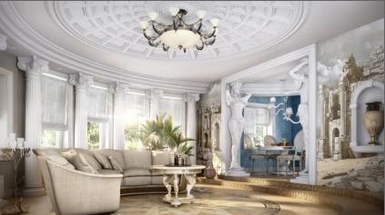 Греческий интерьер гостиной