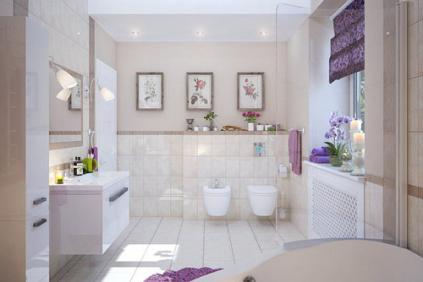 Настенный декор в неоклассической ванной комнате