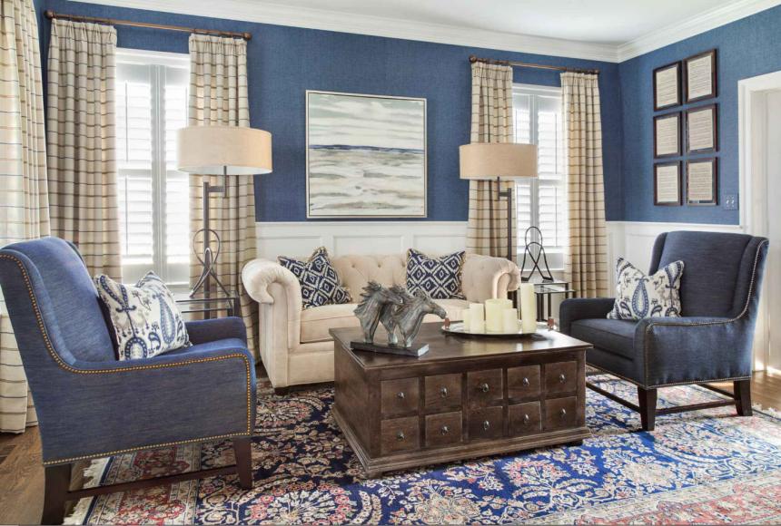 Синій в обробці вітальні